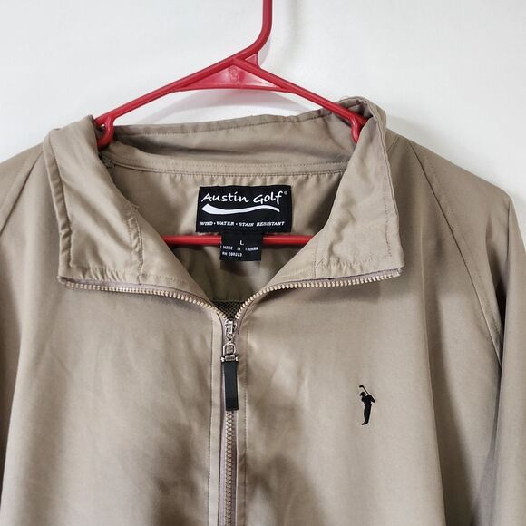 Austin Golf Pullover Windbreaker L Tan Vented Zip-Off Sleeves Lightweight - Picture 2 of 12